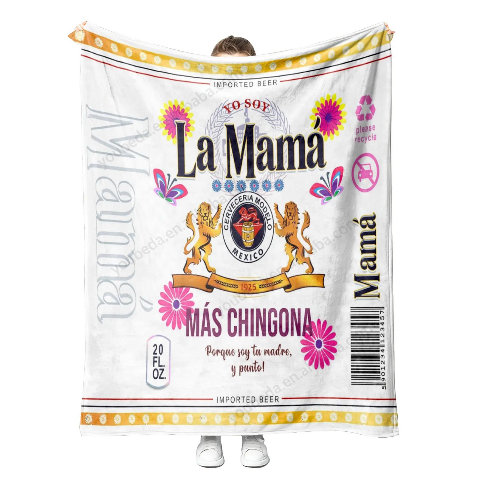 2024 Mom gift custom design Soy La Mama mas chingona vestido para mama de la novia printed flannel blanket