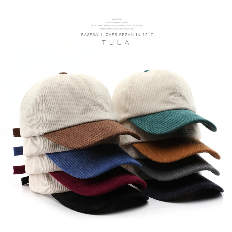 Wholesale Custom High Quality 6 Panel Plain Blank Solid Color Unisex Corduroy Dad Hat sport cap for man,Corduroy Baseball Cap