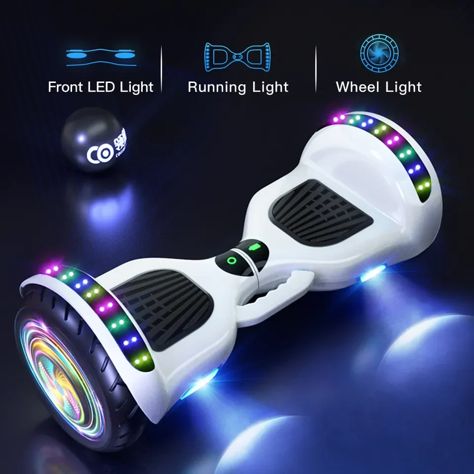 Self-Balancing Electric Hoverboard with LED Lights 36V 6.5-Inch 4400m 10-Inch hover board Tires Lithium Battery for Kids