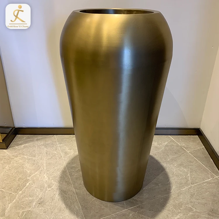 hotel decorate flower glass tall floor stainless steel vase modern big metal home floor tall stainless steel flower vases