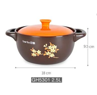
new pattern 2.5L Clay Pots For Cooking Cookware Insulated Food Warmer Ceramic Coating Cookware Stoneware Casserole 