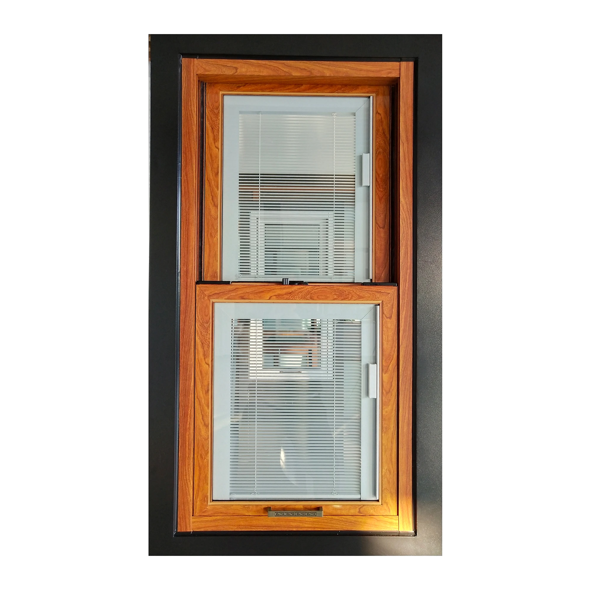 Wood color vertical single hung balcony wooden replacement double hung windows