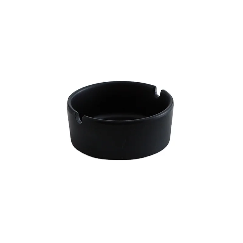 Cheap Unbreakable Melamine Round Ashtray Matte Black Plastic Ashtray