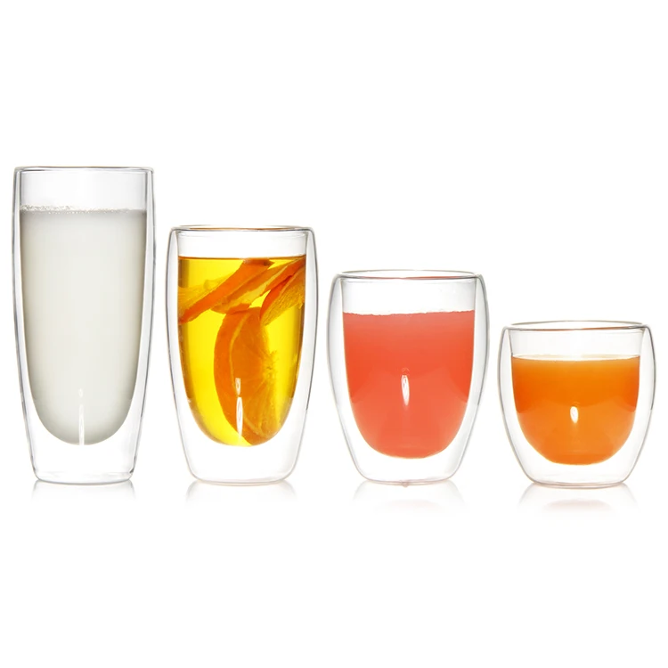 Customized High Borosilicate Material Mug,Reusable Cup,Double-layer Flat Bottomed Glass Coffee Cup