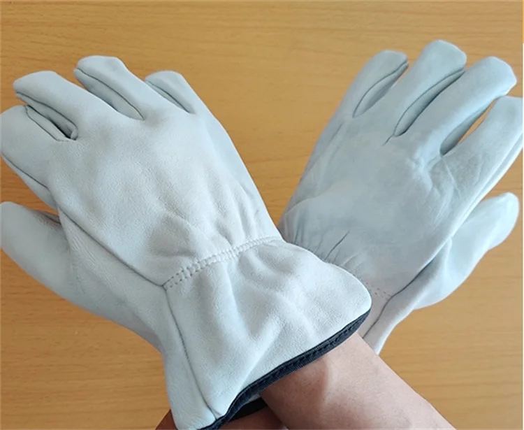 Wholesale Logo Custom Grain Goatskin Leather Driver Heavy Duty Truck Driving Warehouse Gardening Farm Work Gloves Welding Glove