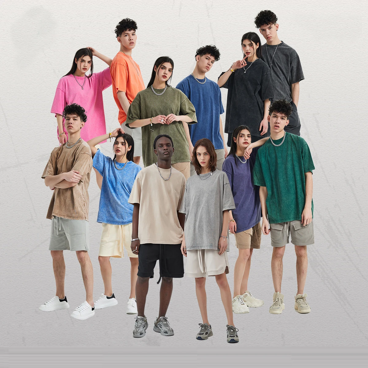 2023 Spring and Summer New Arrivals Fried Snowflake Batik Washed T-Shirt High Street Retro Trendy Brand Short-sleeved T-Shirt