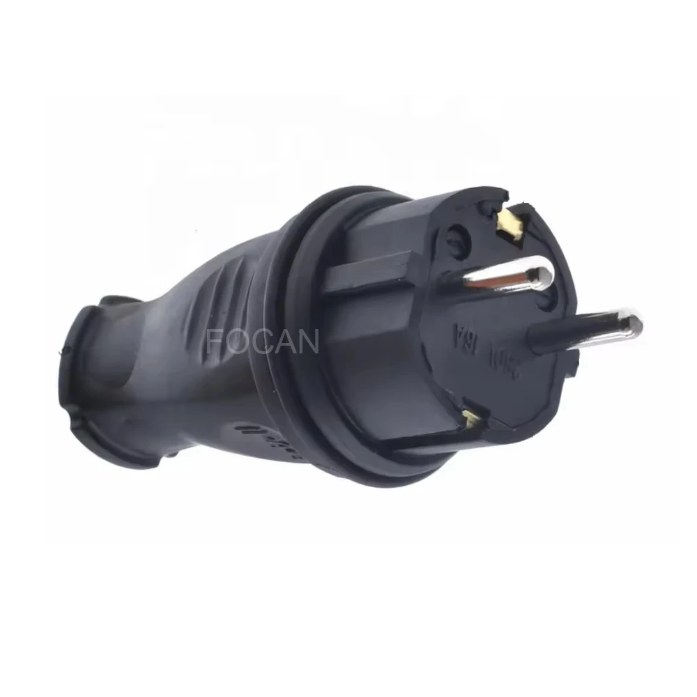 Ip44 Waterproof Rubber 220v 250v  16a 2P+E 2pin male schuko industrial plug