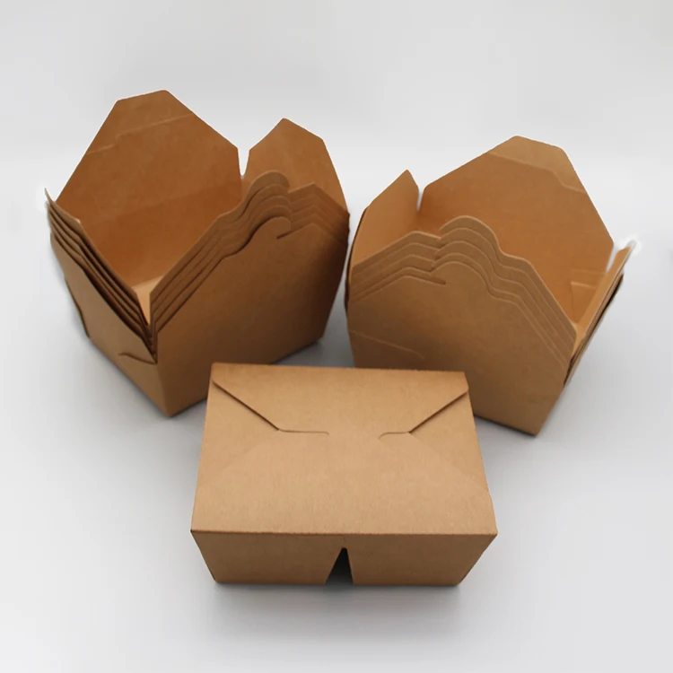 Wholesale Recycled Raw Material Rectangle Salad Fruit Lunch Takeaway Food Packaging Kraft Paper Box