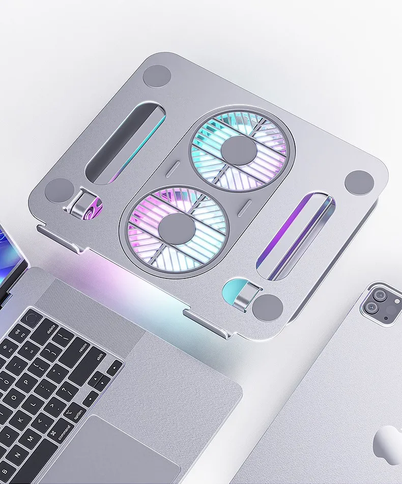 HOT Folding double layer storage laptop cooling bracket fan tablet bracket laptop holder