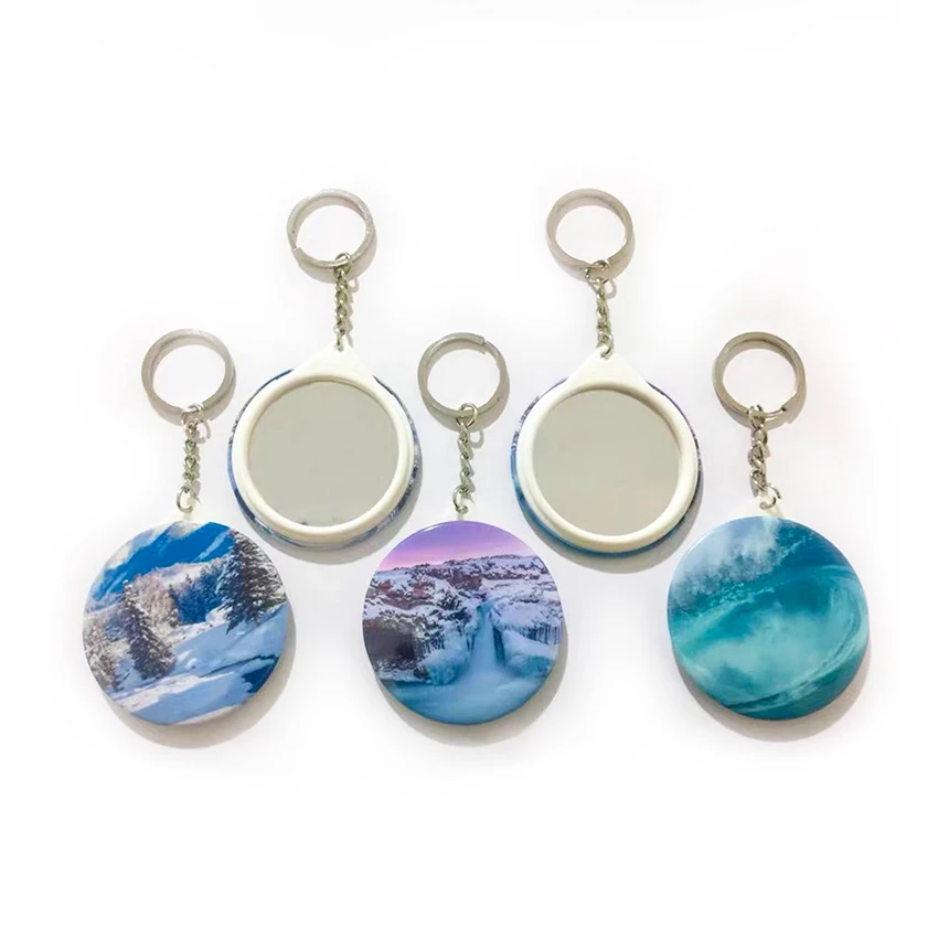 Wholesale Custom Anime Style Animal Pattern Metal Keychain Safe Pocket Makeup Mirror Digital Printing Photo Blanks Button Gift