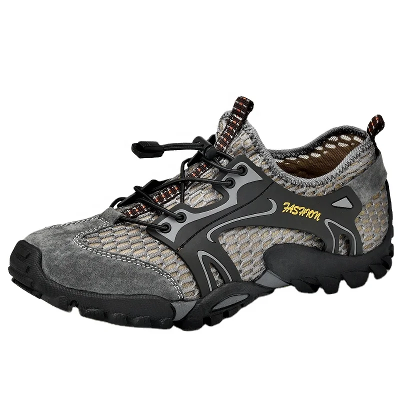 Durable high quality rubber trekking hiking lace up outdoor men shoes