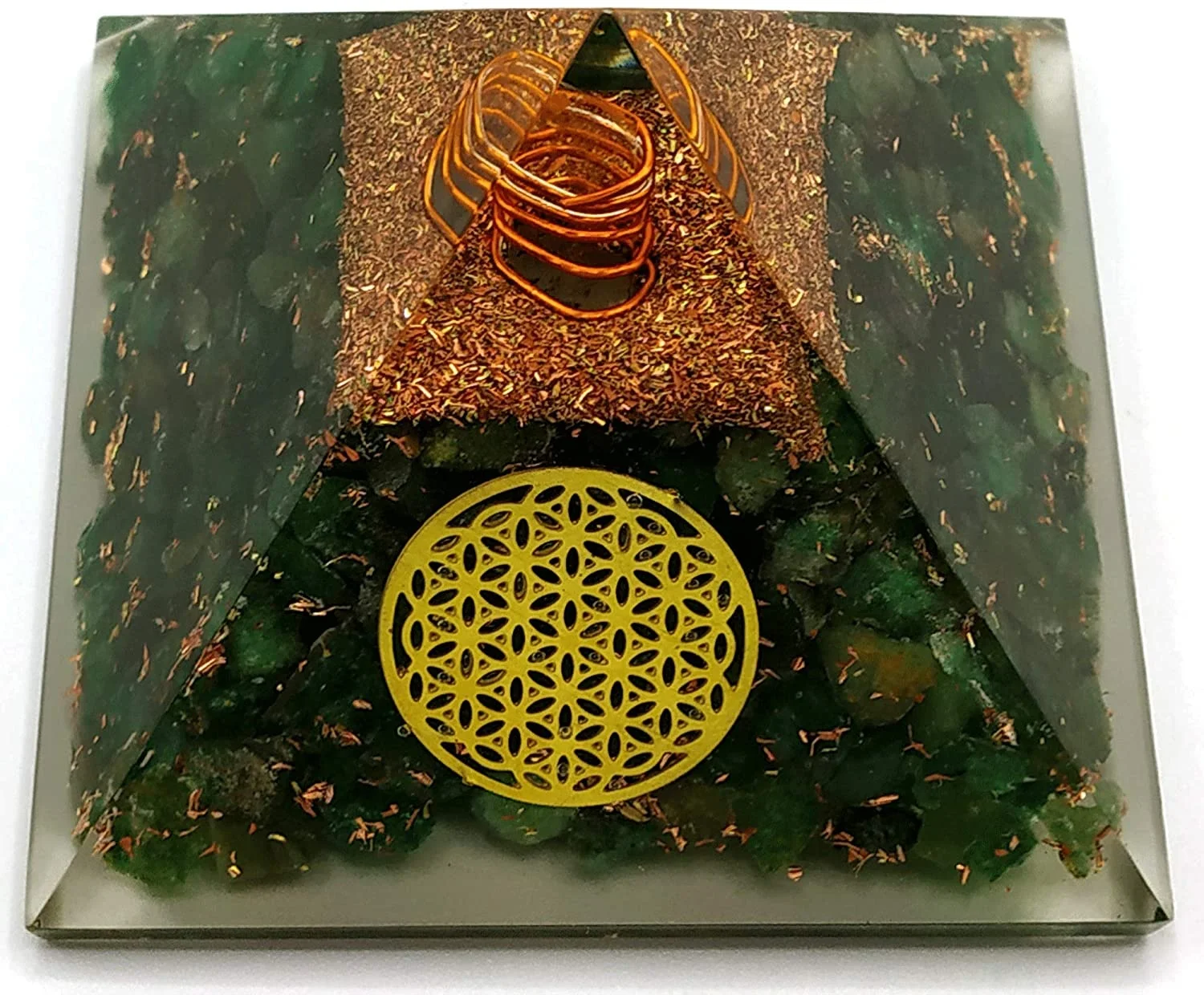 Natural Green jade crystal orgonite pyramid Indian healing stone at cheapest price for reseller and high quality crystal product