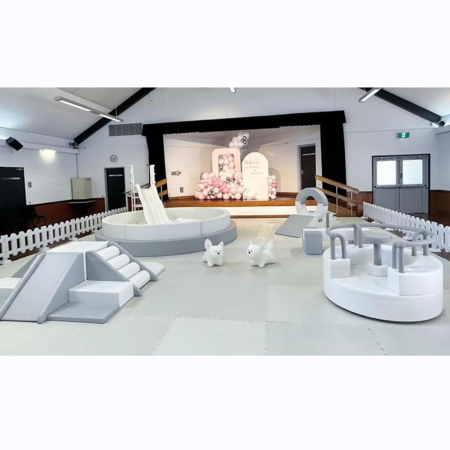 indoor grey white soft play equipment kids soft merry go round kids carousel toy soft play ball pit