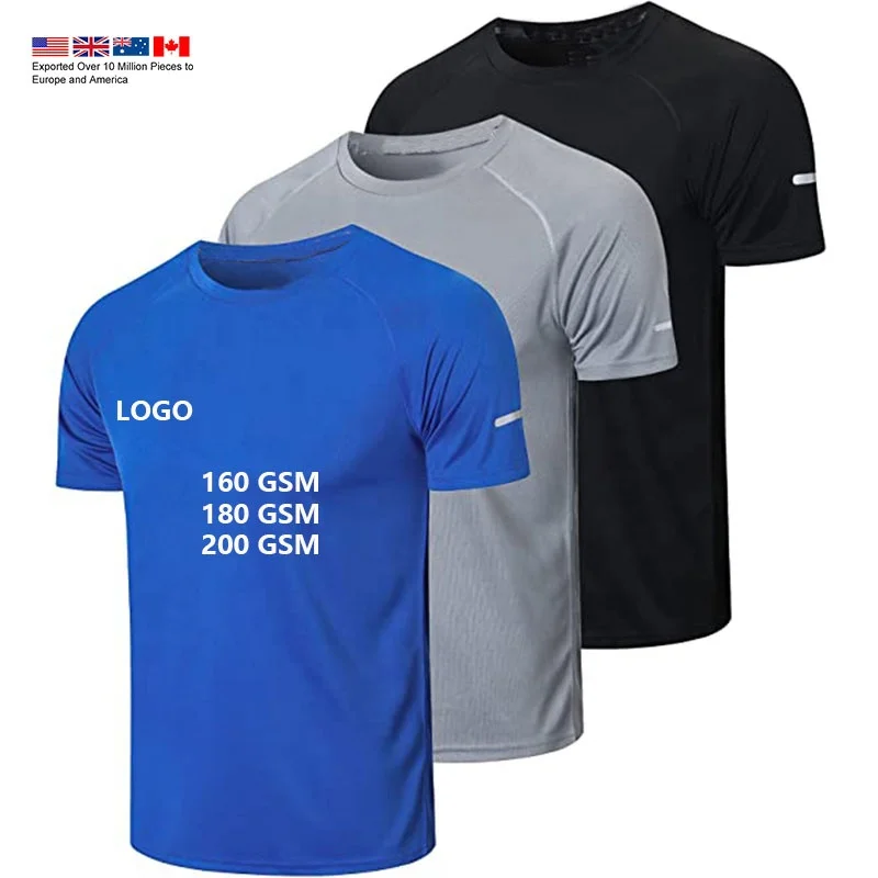 Promotional Blank T Shirts Short Sleeve Mens 100% Polyester T Shirt Gym Sports Athletic Running Wear Casual Quick Dry Gym Shirt