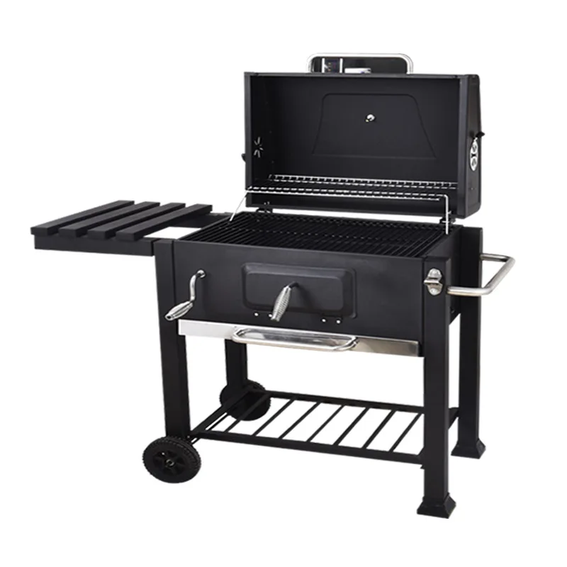 Lar Square Outdoor Hand Barbecue Oven Thickened Square Heating Oven Smoke Grill Courtyard Charcoal-Fueled Steel BBQ Grilling