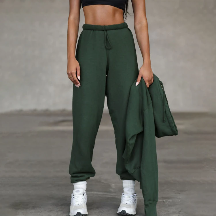 Custom High Waist Sporty Gym Athletic Fit Jogger Pants Drawstring Sweatpants For Women