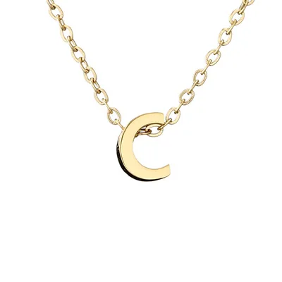 Factory Price Real Gold Plated Stainless Steel 26 Letters Pendant Necklace Link Chain Titanium Steel Alphabet Necklace