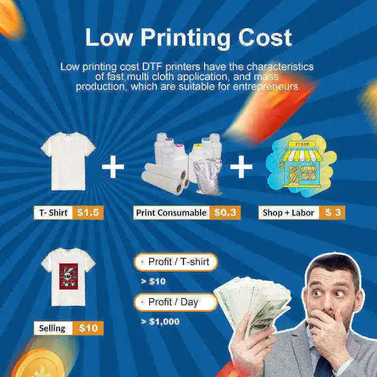 30cm XP600 Single Head DTF Printer Printing Machine A3 with Powder Shaker