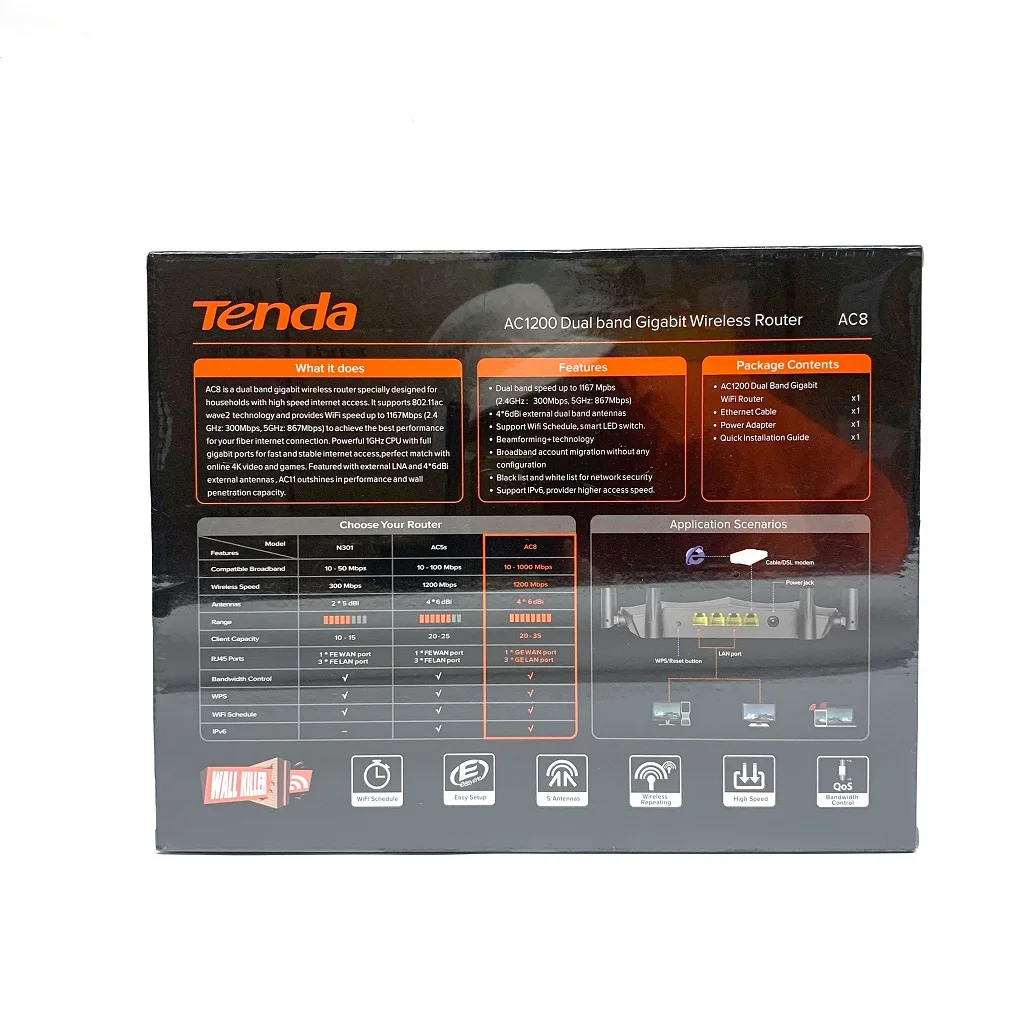 Wi-Fi-маршрутизатор Tenda AC8 гигабитный 1200