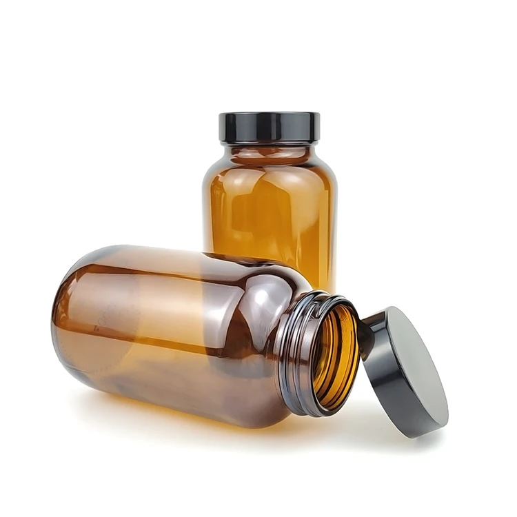 High quality 400cc 500cc 150cc 120cc 100cc pharmaceutical amber glass bottle with wide mouth medicine bottle