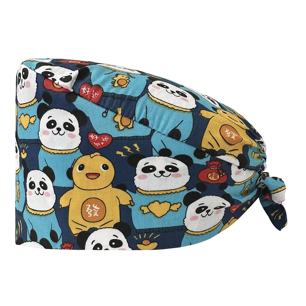 Custom Niaahinn Cotton Men And Womens Scrub Nurse Smile Face Hat Surgery Cap Medical Hat Scrubs Nursing Pet Shop Surgical Hat