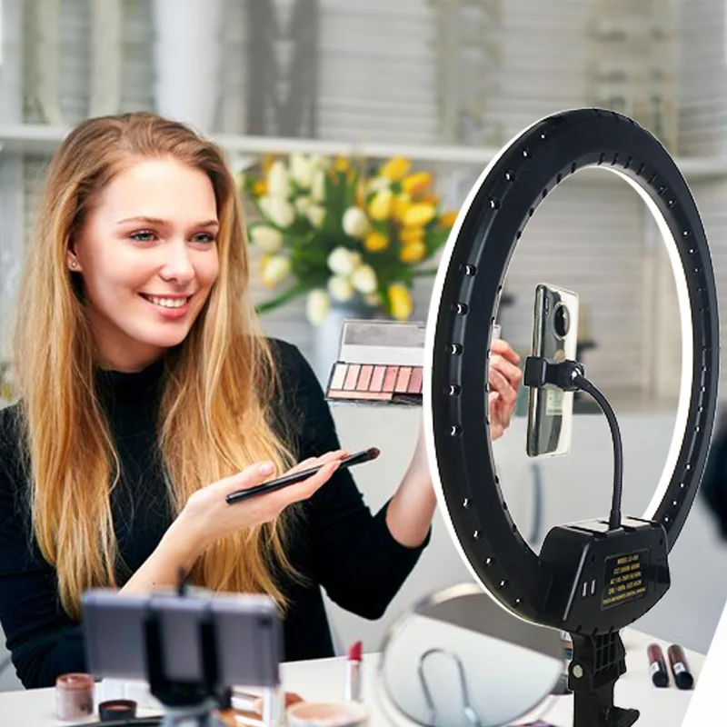 Хит продаж, 18 дюймов, Круглый, с регулируемой яркостью, для фото камеры, для видеостудии, для макияжа, для фотографирования, светодиодный кольцевой свет, комплект для фотографии