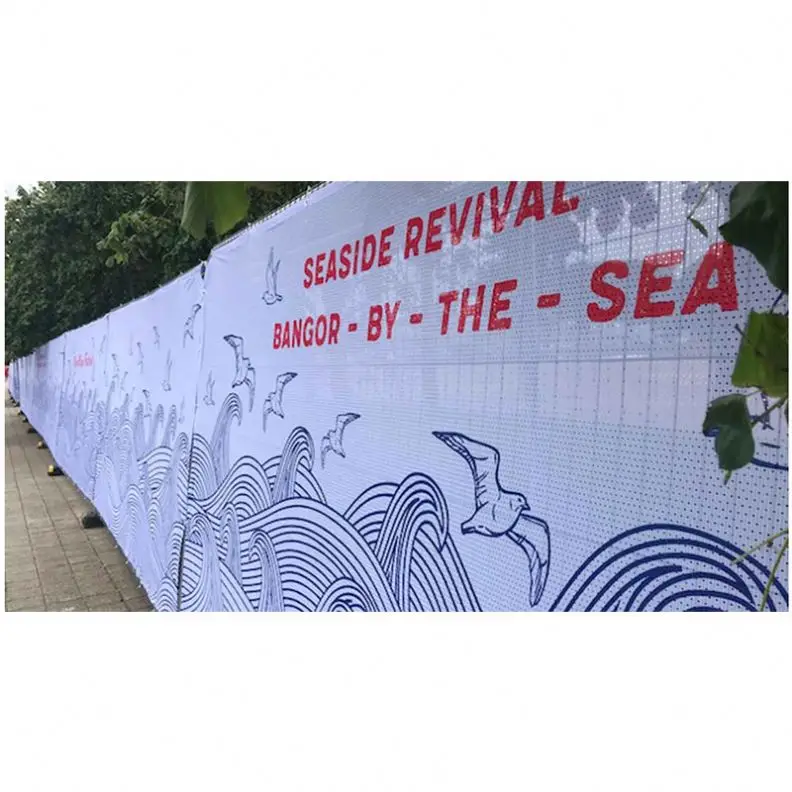 Barricade barrier cover customized printing crowd control banner polyester mesh PVC vinyl Fence Barrier Cover