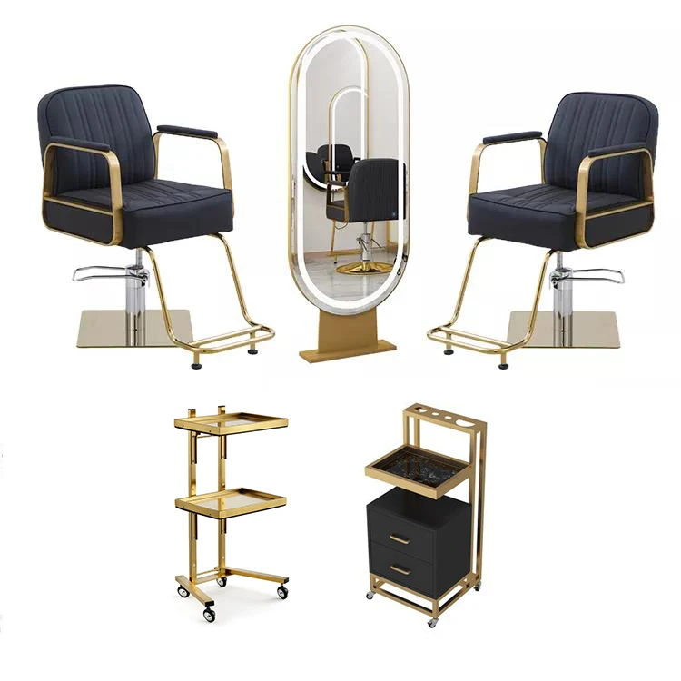 Professional barber Chairs Double-sided LED mirror for Hairdressing beauty salon Equipment with tools table salon furniture