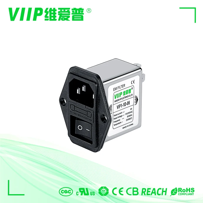 VIIP 3A Single-phase Power Filter EMI/RFI filter with plug in connector samples available