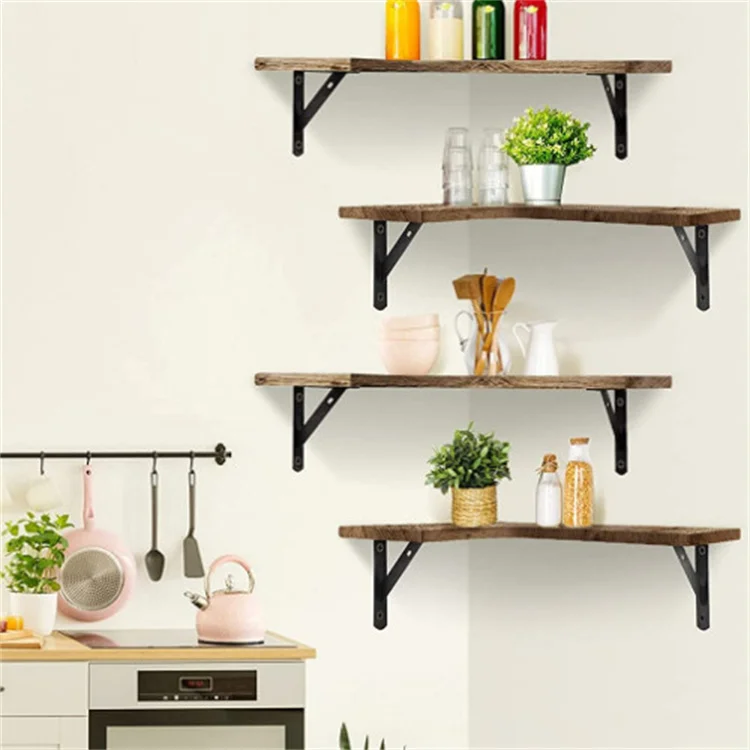 Hot sale handcrafted multifunction kitchen organizer rack wooden wall shelf