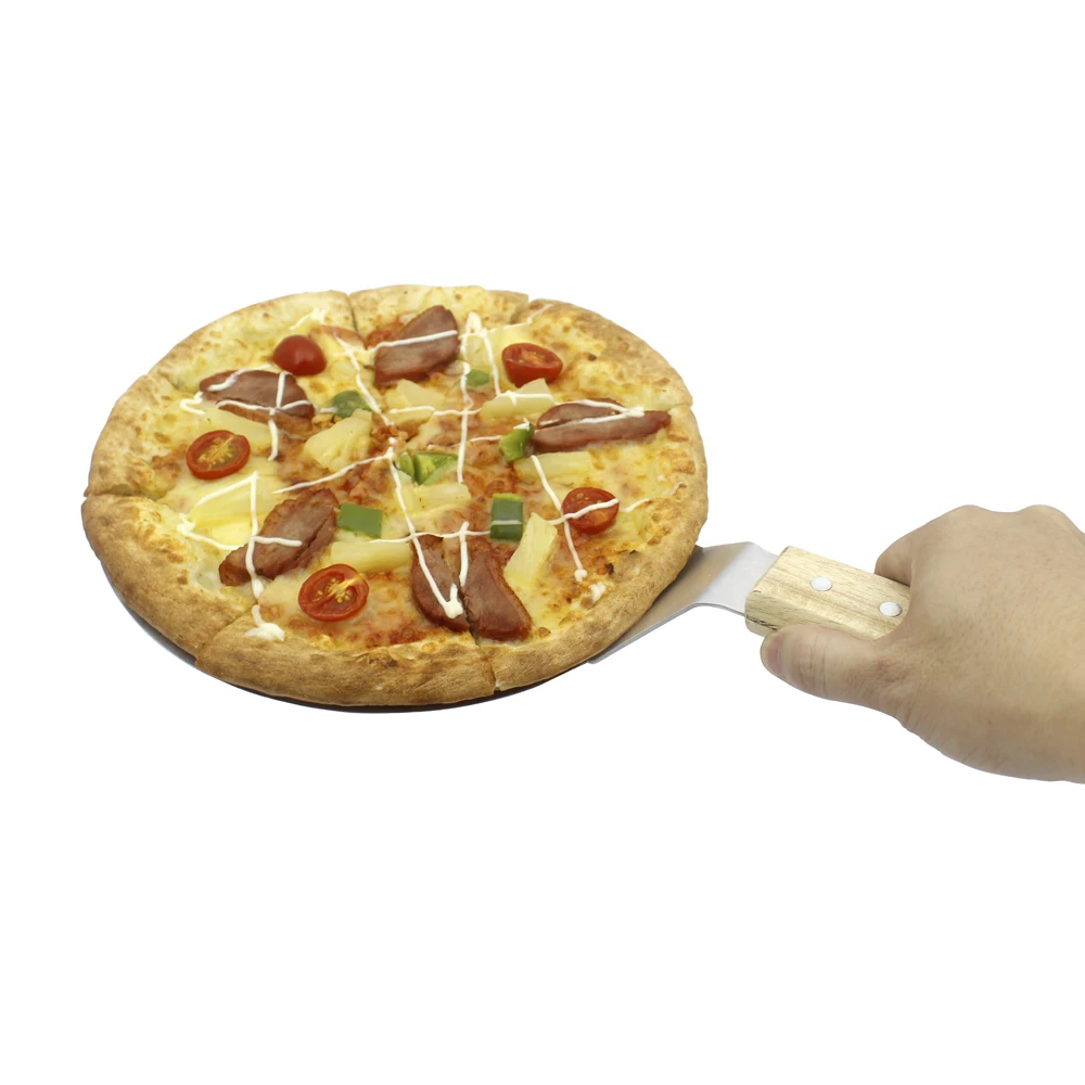 10-Inch Stainless Steel Foldable Pizza Spatula with Wood Handle Customizable Logo Box Packed Pizza Peel Tool