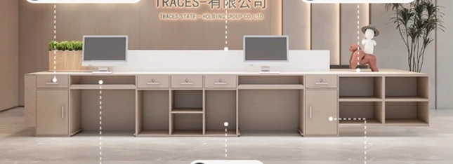 L-Shaped Home Office Wood Corner Desk reception table counter table for salon hotel office