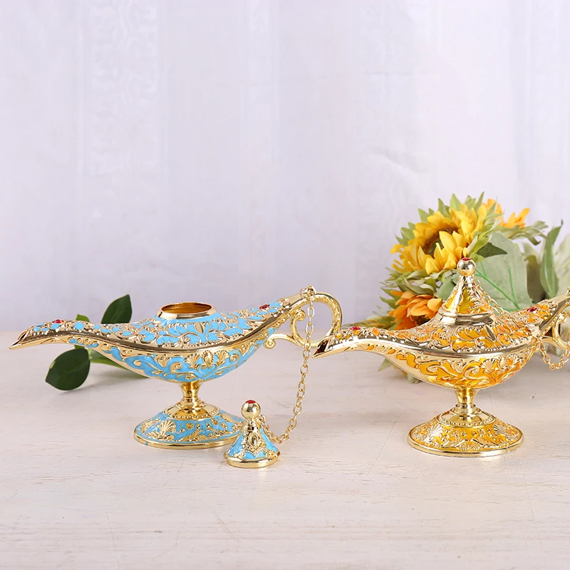 
Metal Zinc Alloy Enamel Aladdin Genie Lamp For Living Room Decoration Gifts 