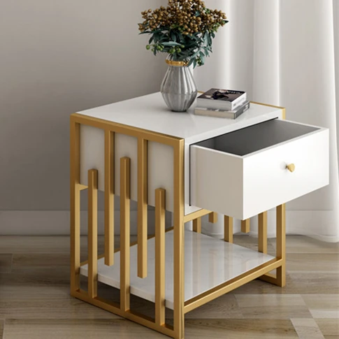 Industrial Knock Down Furniture Vintage Metal Wood Nightstand Bedside Tables For Book Shelf night stand