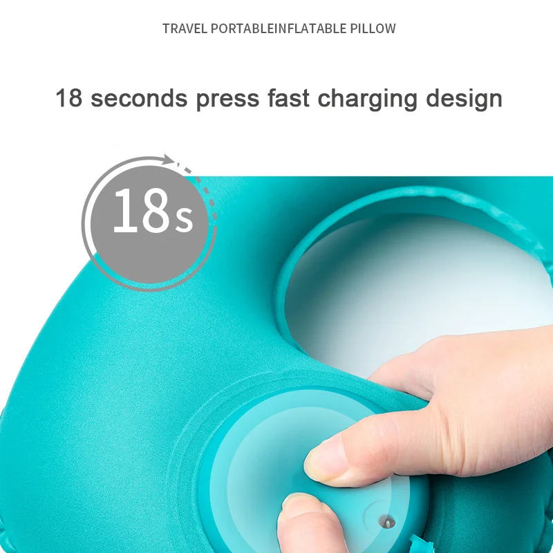 Portable Folding Essential Automatic self-inflating press Air Filled Inflatable Travel Neck U-Shaped Pillows for Adult