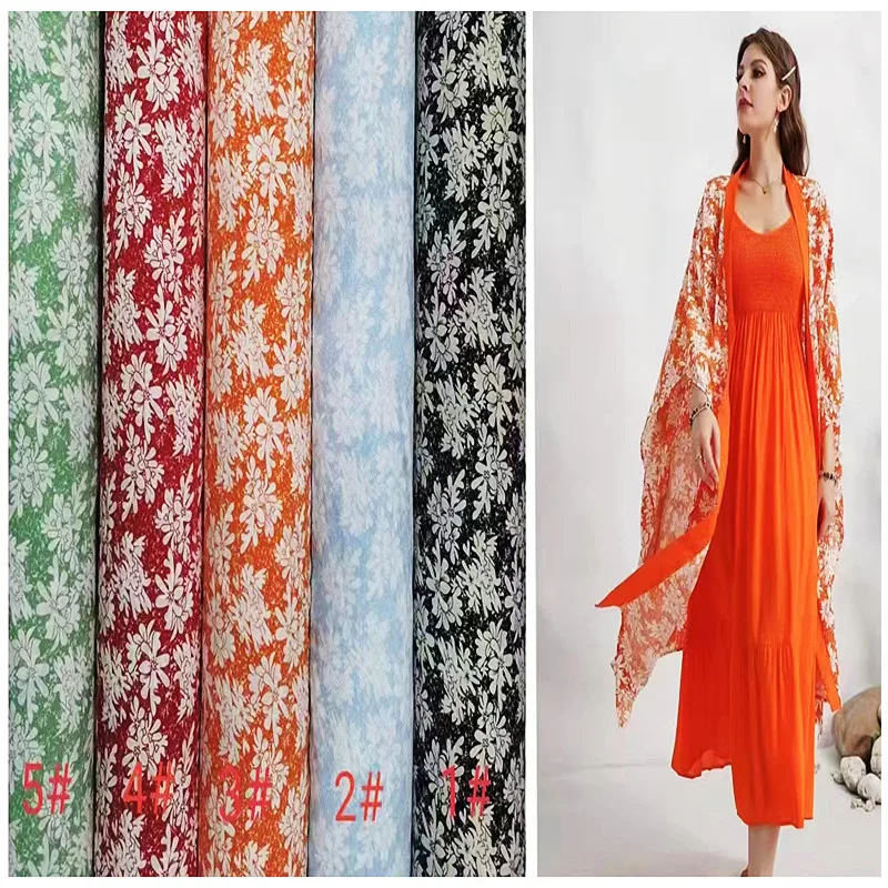 High Quality 100% Polyester Pleated Crepe Chiffon Fabric For Fashion Dress