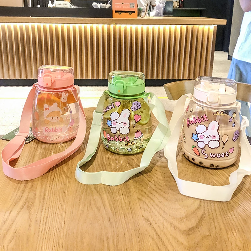 Amazon Бестселлер двойной питьевой горлышко пластиковая бутылка переработка большой емкости мультяшная для воды портативный diy стакан