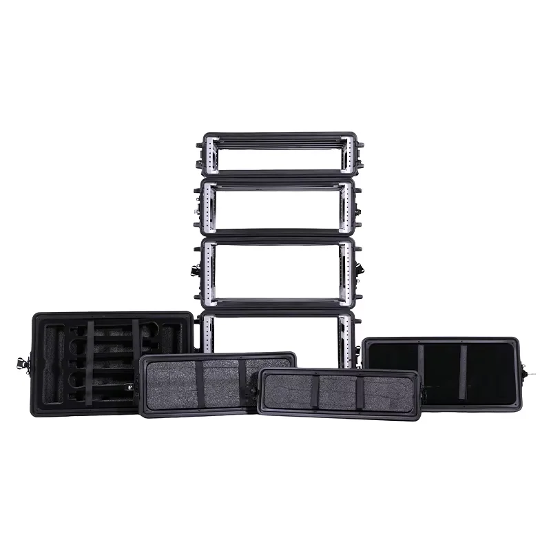 260mm Depth 8U 12U 14U 16U Plastic Waterproof-50-Plasma-Tv-Flight-Case Shockproof 4 Space at a Mixer Rack Road Tour Flight Case