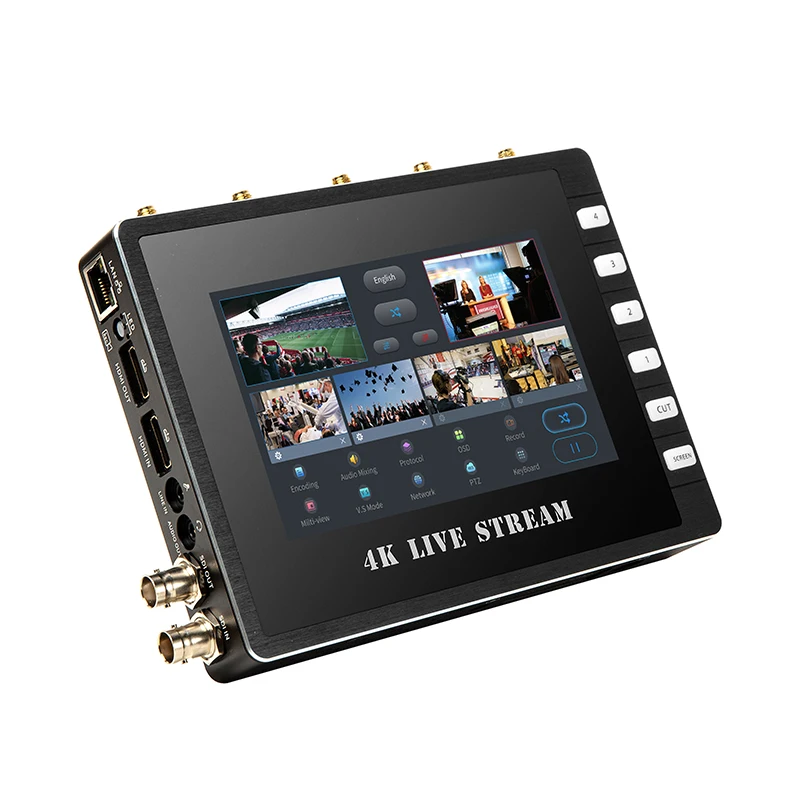 
Haiwei 2021 New Portable 5G Encoder 4K Multi-Camera Live Streaming Studio Device Encoder Switcher Recorder Mixer 