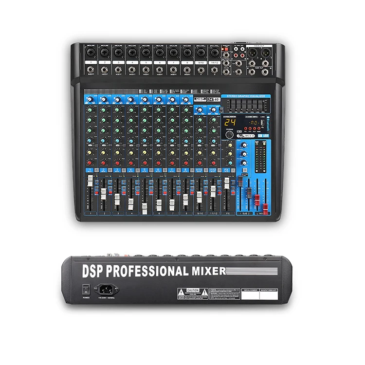 Low Price 12 Channel Dj Audio Mixer Professional 24 DSP Effectors Digital Audio Mixer