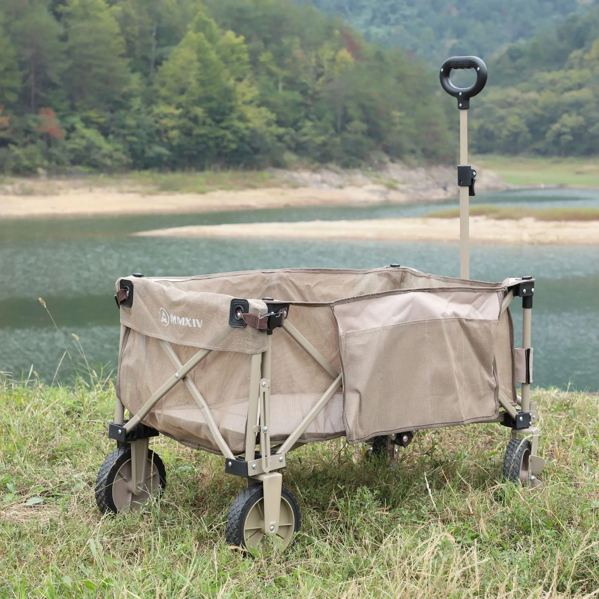 Outdoor Heavy Duty Collapsible Foldable Beach Cart With Balloon Wheels for Sand Garden Wagon Camping Beach Wagon