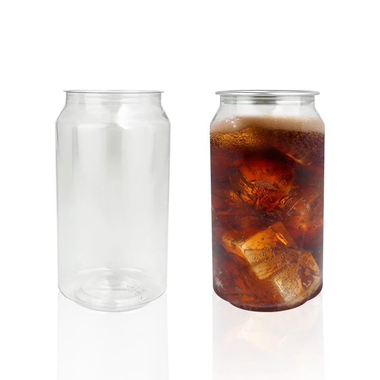 High Quality Food Grade Plastic Transparent Pop Cans Pet Canning Bottle With Pull Lid Ring Sealing Seamer