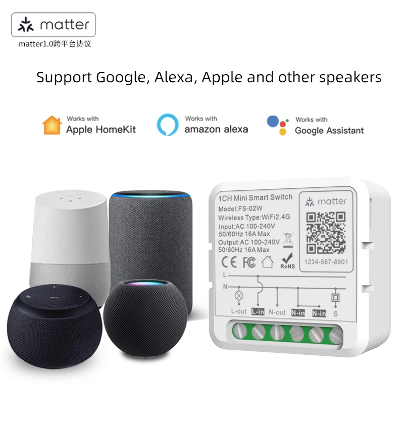 Matter smart switch zigbee Tuya 16A Mini Switch Smart Breaker Works With Alexa Google Home