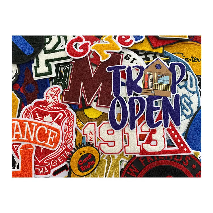 wholesale custom double layer varsity iron on letters chenille patches varsity letterman jacket patches for varsity jackets