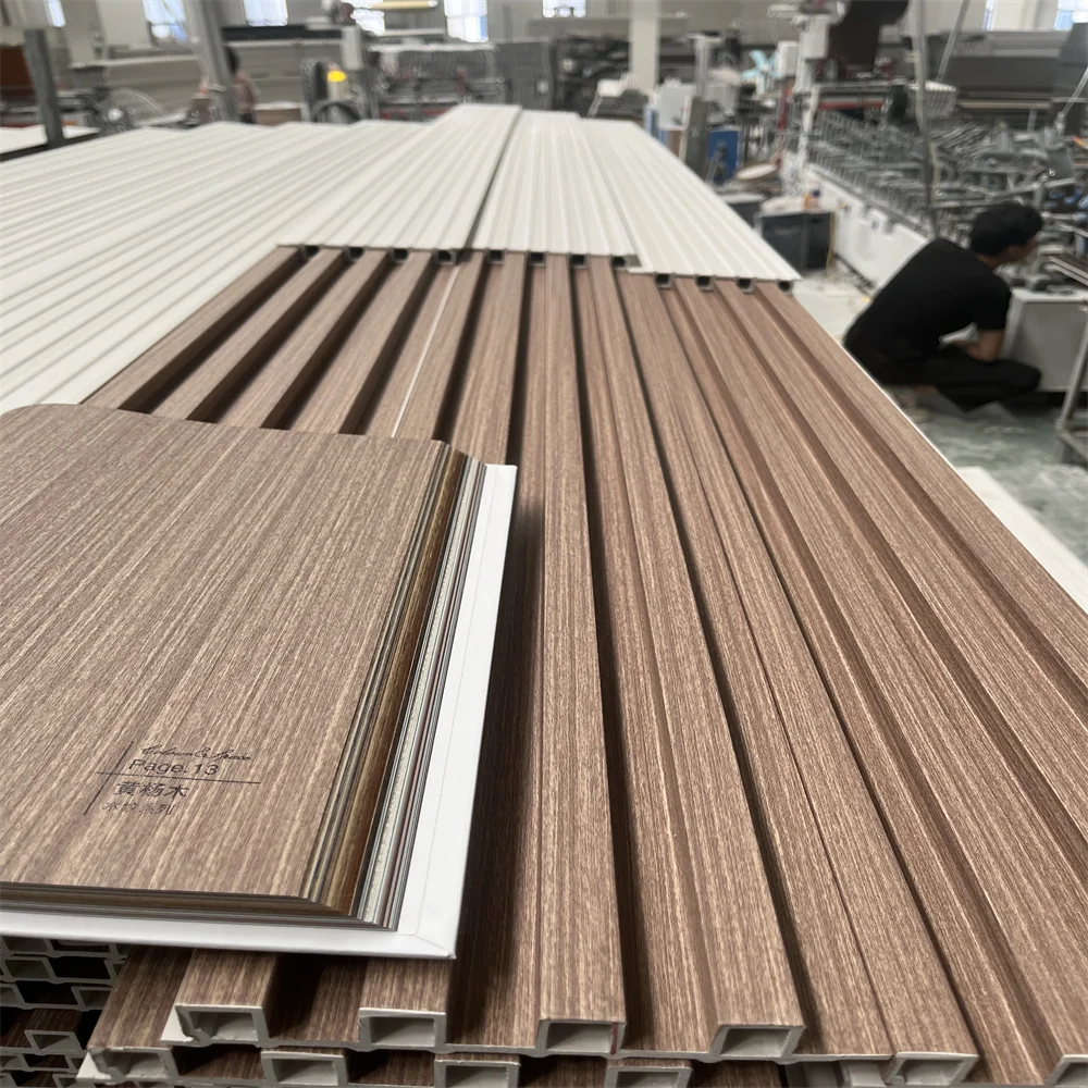 Lamina Wpc Panneau Mural Cannele Pvc LAMBRI Paneles Ranurados Slat Wpc Fluted Wall Panel  Interior