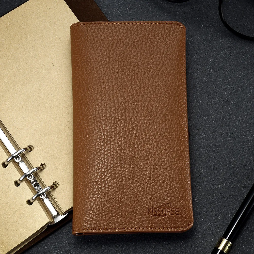 Free Shipping Wholesale Luxury Leather Wallet for Women Men Purse Phone Wallet Up to 6 Inch