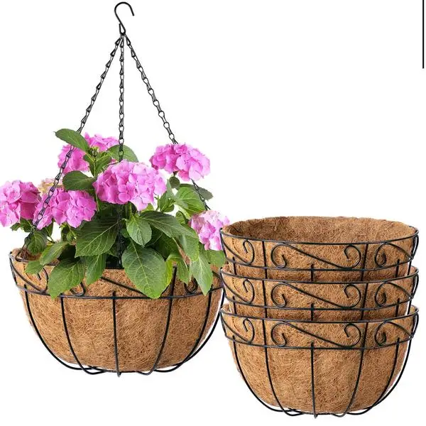 
Factory steel wire hanging basket with coconut fibre 