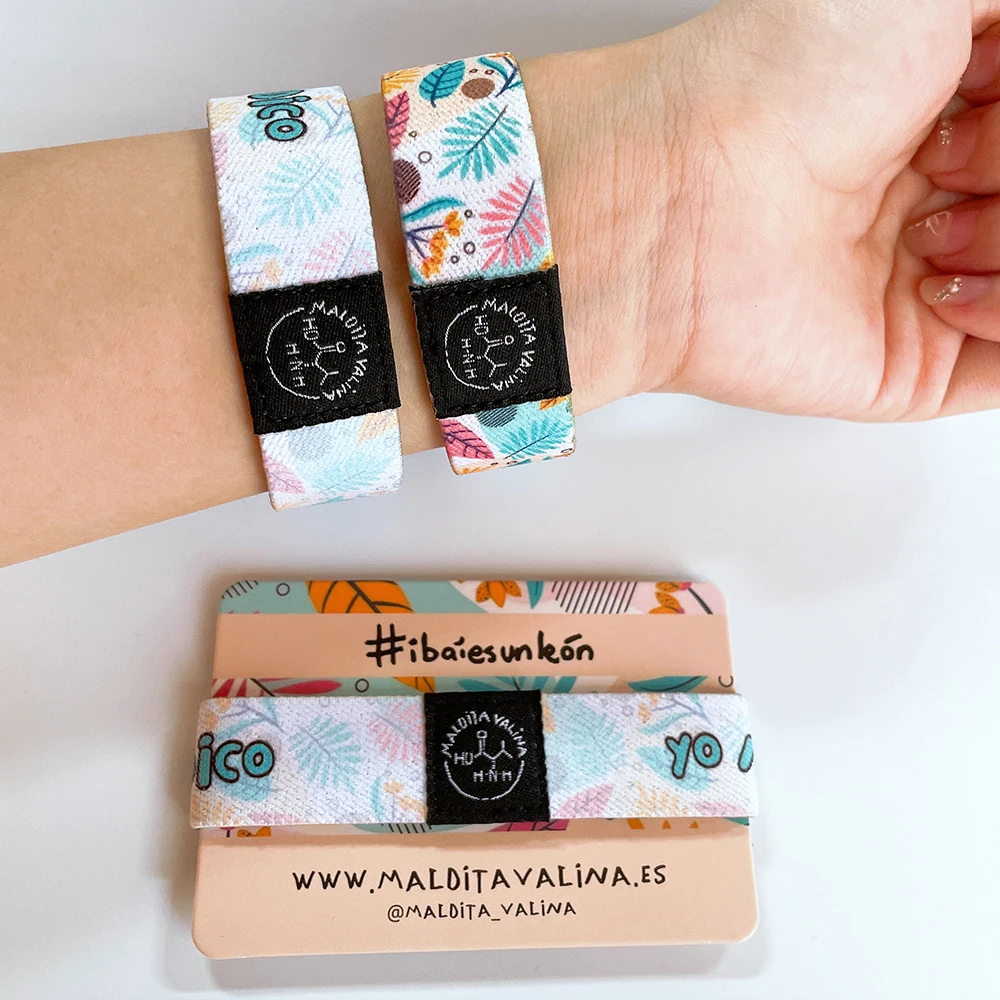 Wide Personalized Polyester Elastic Wristband, Customized Super Elastic Wristband