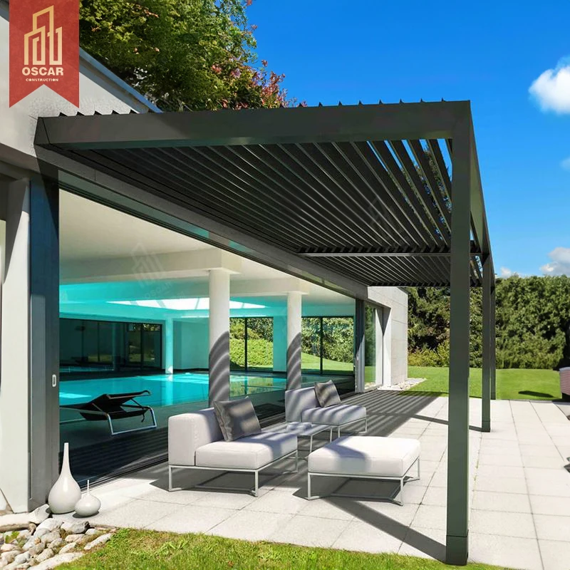 Modern Electric Intelligent Garden Metal Aluminum Alloy Pavilion Is Easy to Assemble and Automatic Aluminum Pavilion PVC MDF