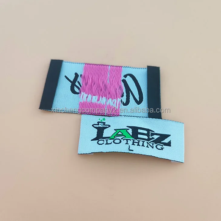 Custom private clothing brand personal design logo print woven label MOQ 100 woven label